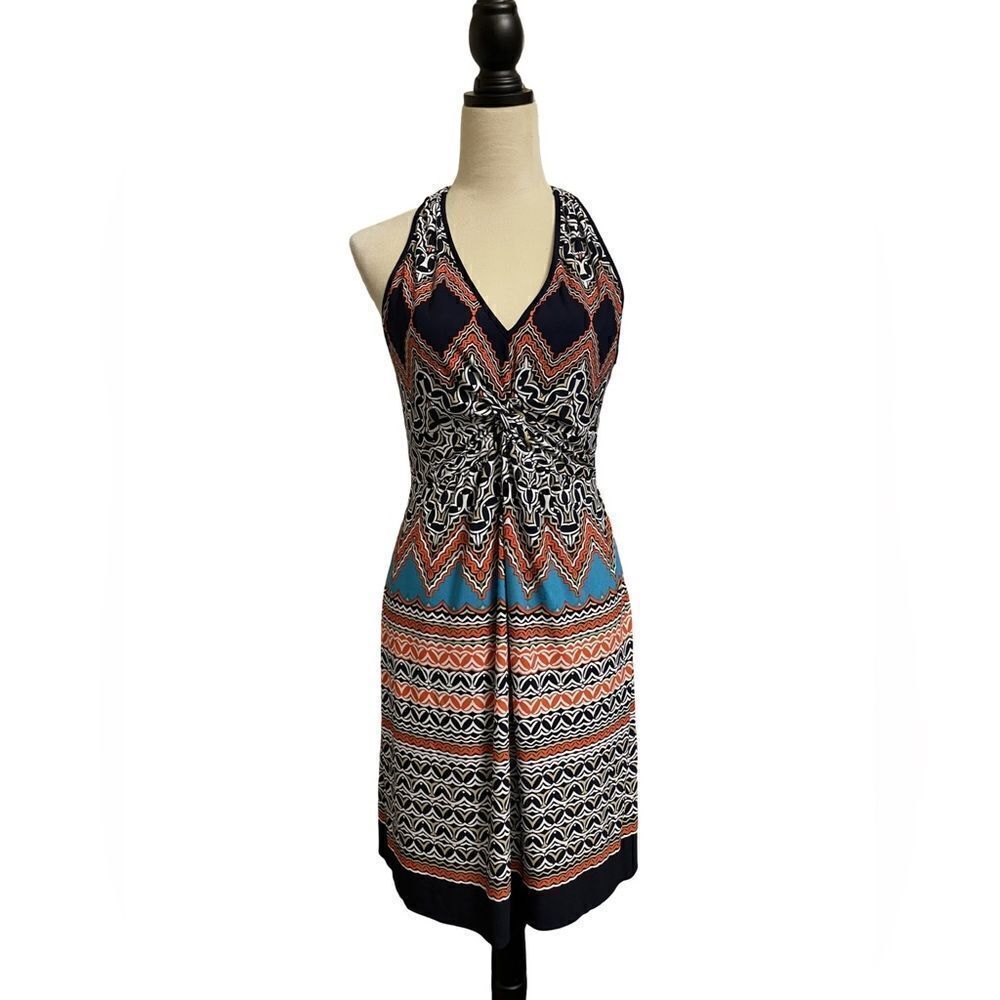 Laundry by Shelli Segal Geometric Designed Halter Design Dress (Small)